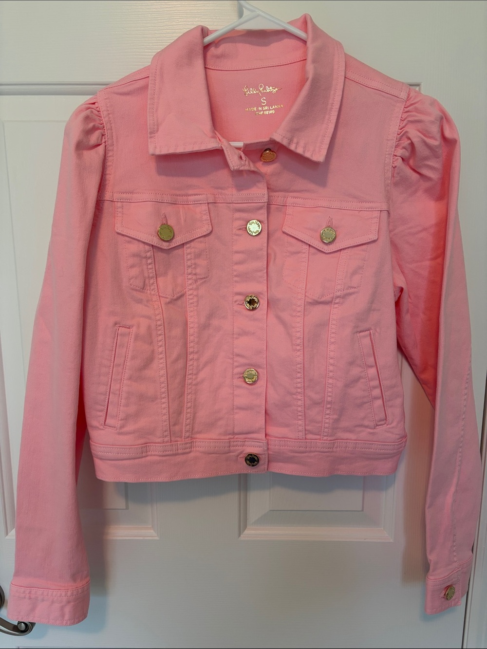 NWOT Lilly Pulitzer Laylani Denim Pink Jean Jacket Women’s Size Small